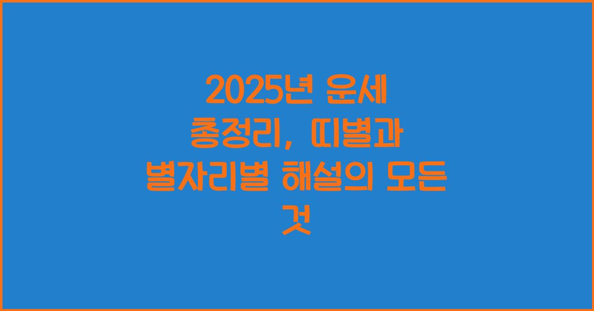 2025년 운세 총정리 띠별과 별자리별 운세 해설