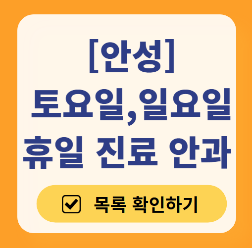 안성 일요일 문 여는 안과 목록 ❘ 토요일, 주말, 공휴일 진료 영업 병원 찾기