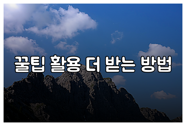 꿀팁 활용 더 받는 방법