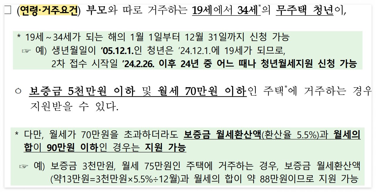 2024 청년월세특별지원 2차 신청기간