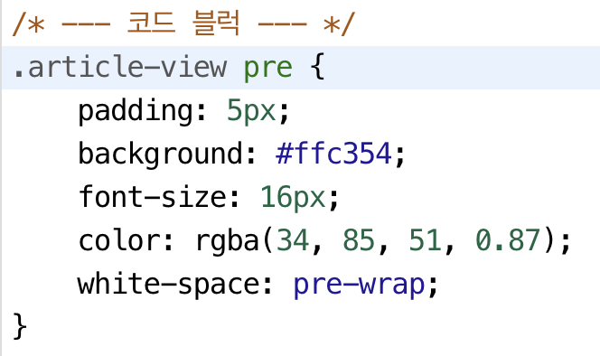 코드 블럭 CSS