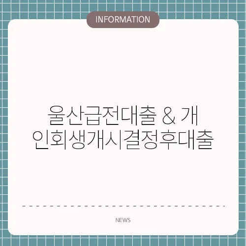 울산급전대출 & 개인회생개시결정후대출