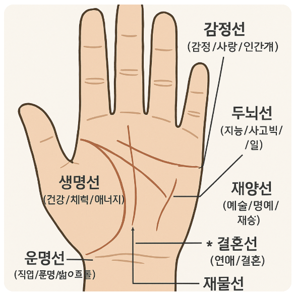 손금 보는법 (수상) 재물선 태양선