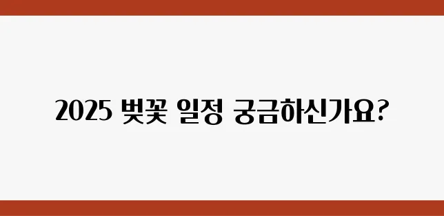 2025 벚꽃 만개시기 예측! 전국 개화 일정 한눈에