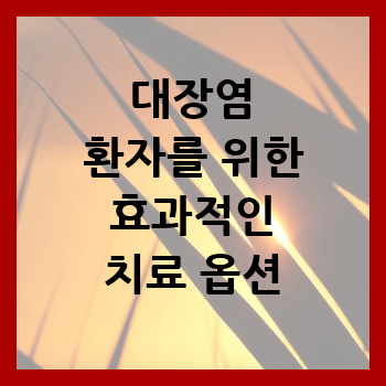  대장염 환자를 위한 효과적인 치료 옵션