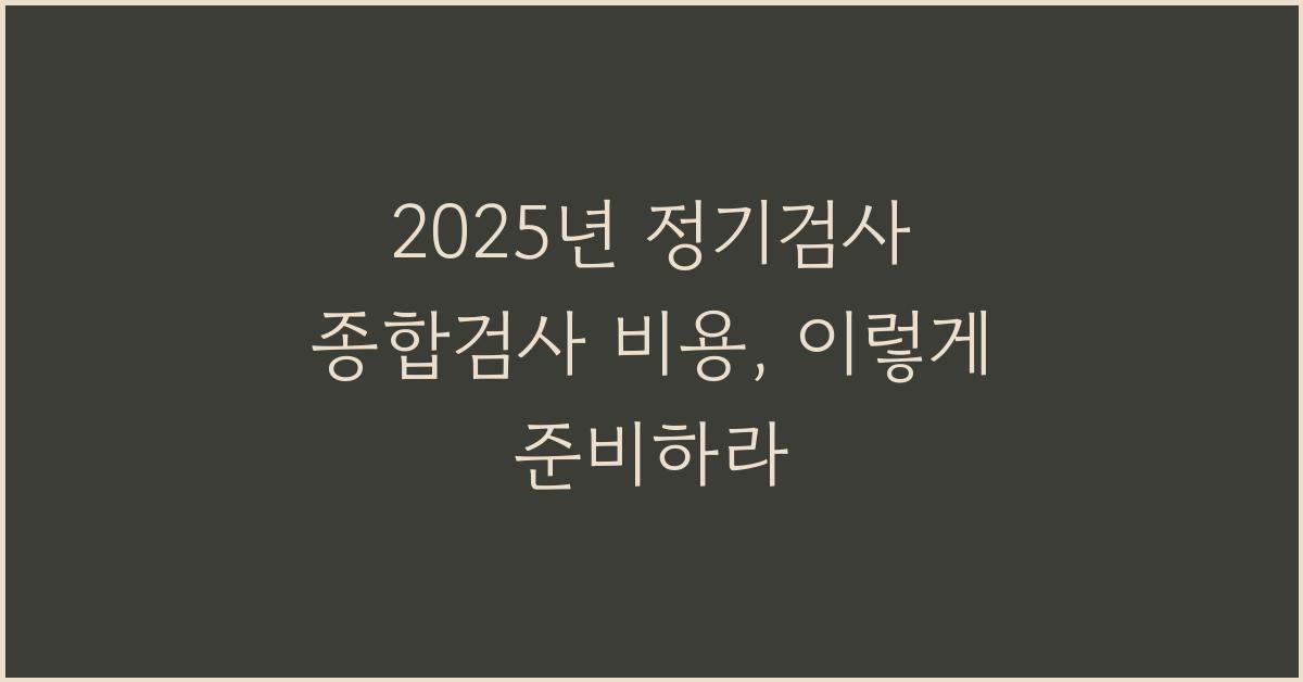 2025년 정기검사 종합검사 비용