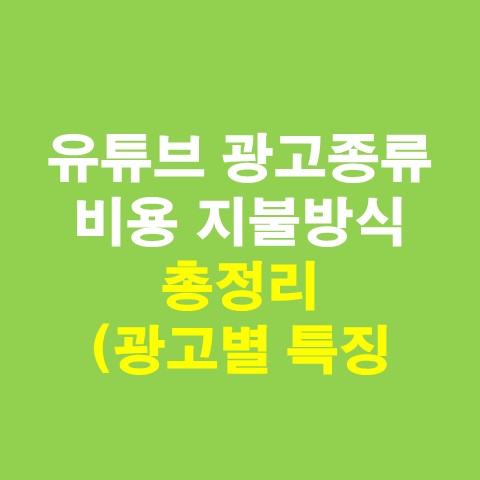  유튜브 광고종류 및 비용 지불방식 총정리