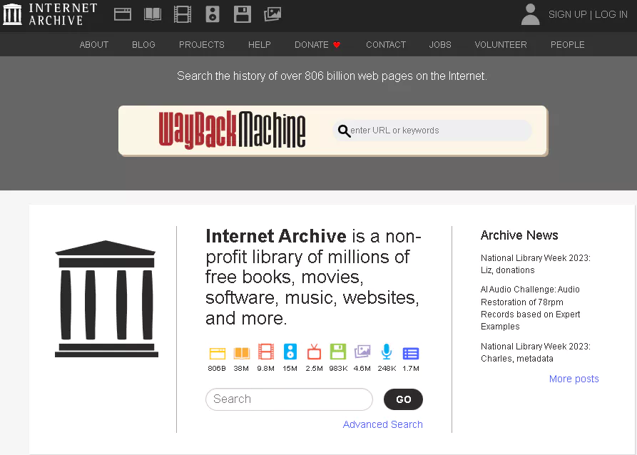 Internet Archive 홈페이지