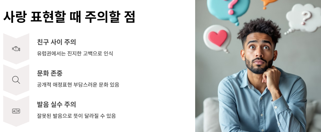 사랑 표현할 때 주의할 점- 친구 사이 주의, 문화 존중, 발음 실수 주의