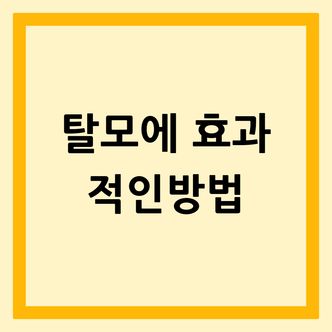 탈모에효과적인방법