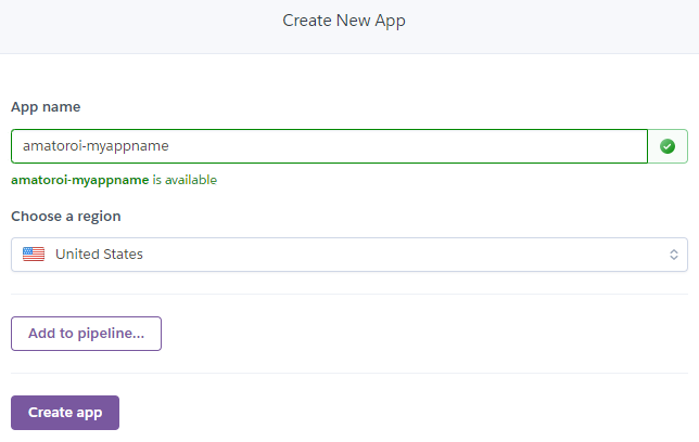 app 이름을 입력하고,