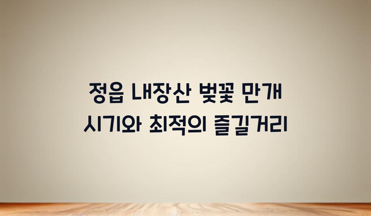 정읍 내장산 벚꽃 만개 시기