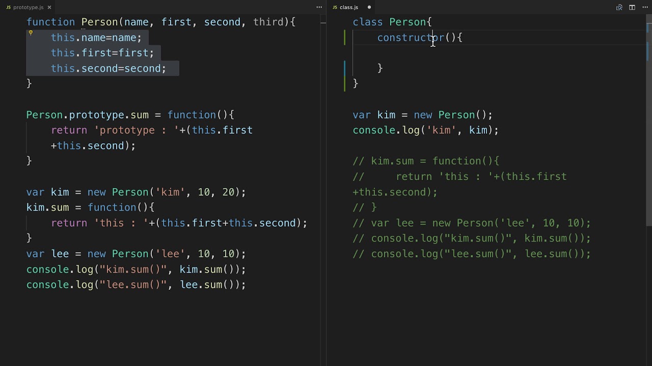  JavaScript 객체 지향 프로그래밍 - 9. class의 constructor function