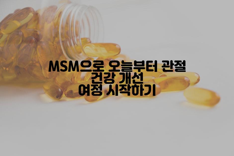 MSM으로 오늘부터 관절 건강 개선 여정 시작하기