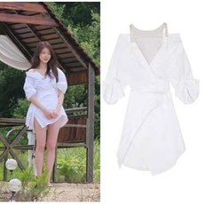  솔로지옥 신지연같은 스타일 화이트 플라워 원피스 프렌치 빈티지 벌룬 소매,베스트추천 솔로지옥스타일 원피스, 가격+구매후기