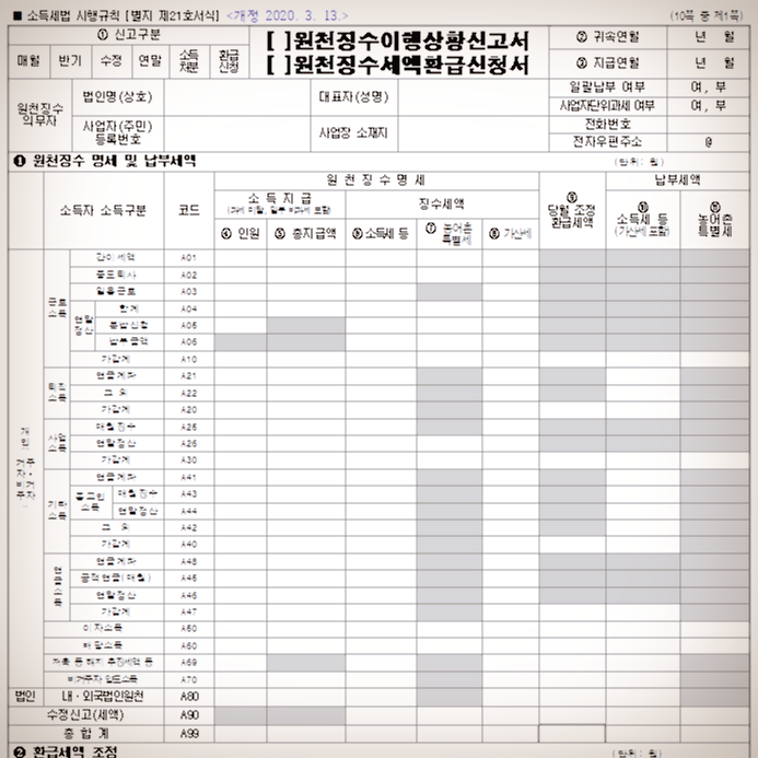  원천징수 이행상황 신고서 서식 및 작성방법 알아보기!