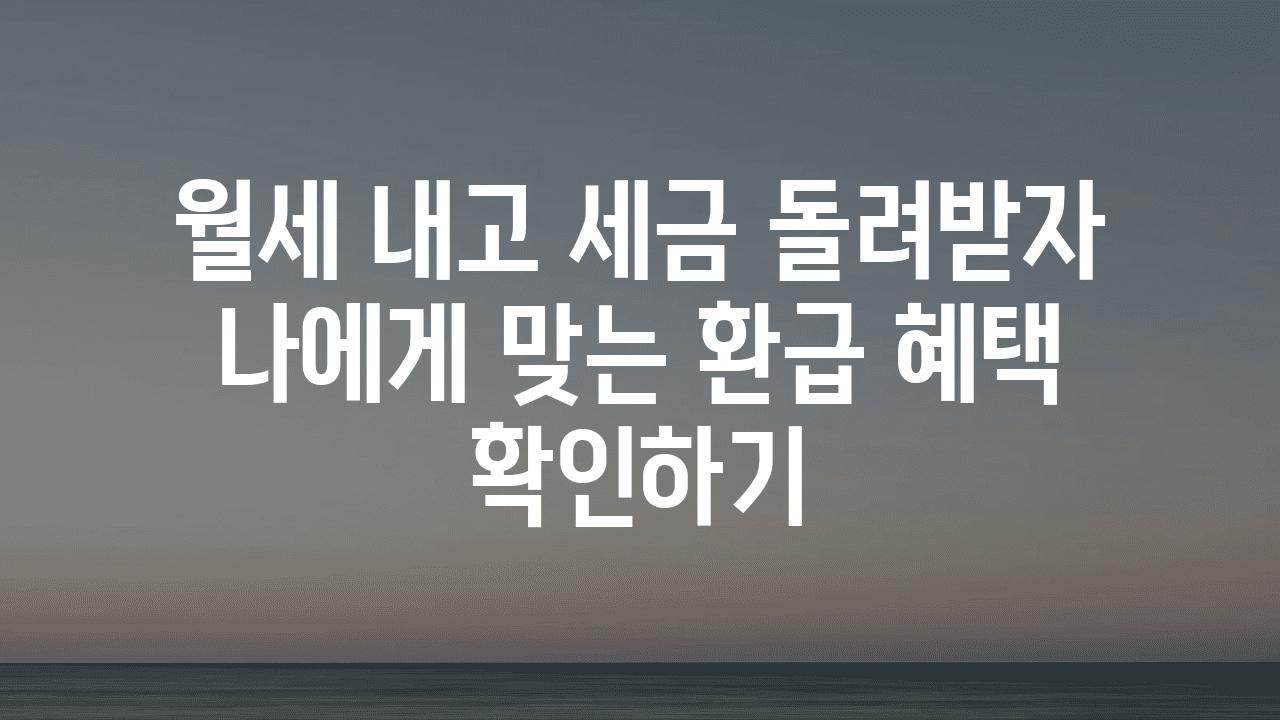 월세 내고 세금 돌려받자 나에게 맞는 환급 혜택 확인하기