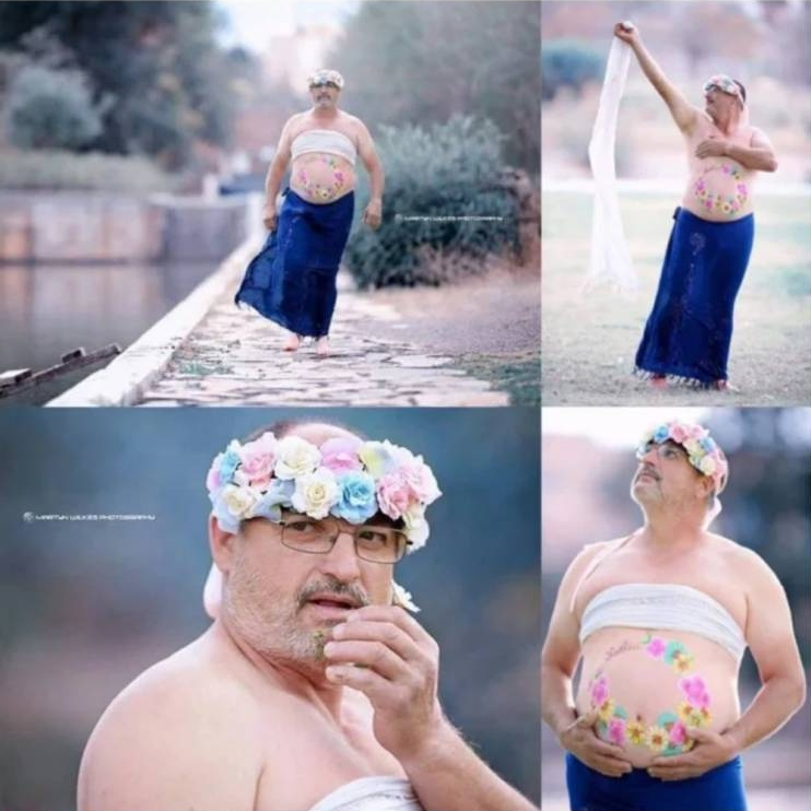  아내가 만삭사진 찍는 걸 거부해서 본인이 찍음