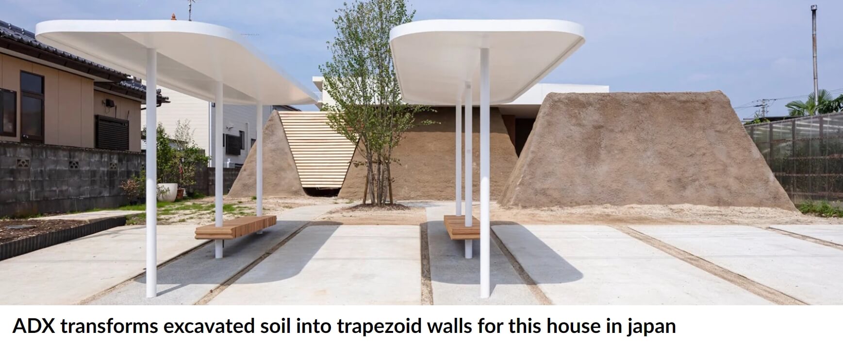  일본의 사다리꼴벽 흙집 ADX transforms excavated soil into trapezoid walls for this house in japan