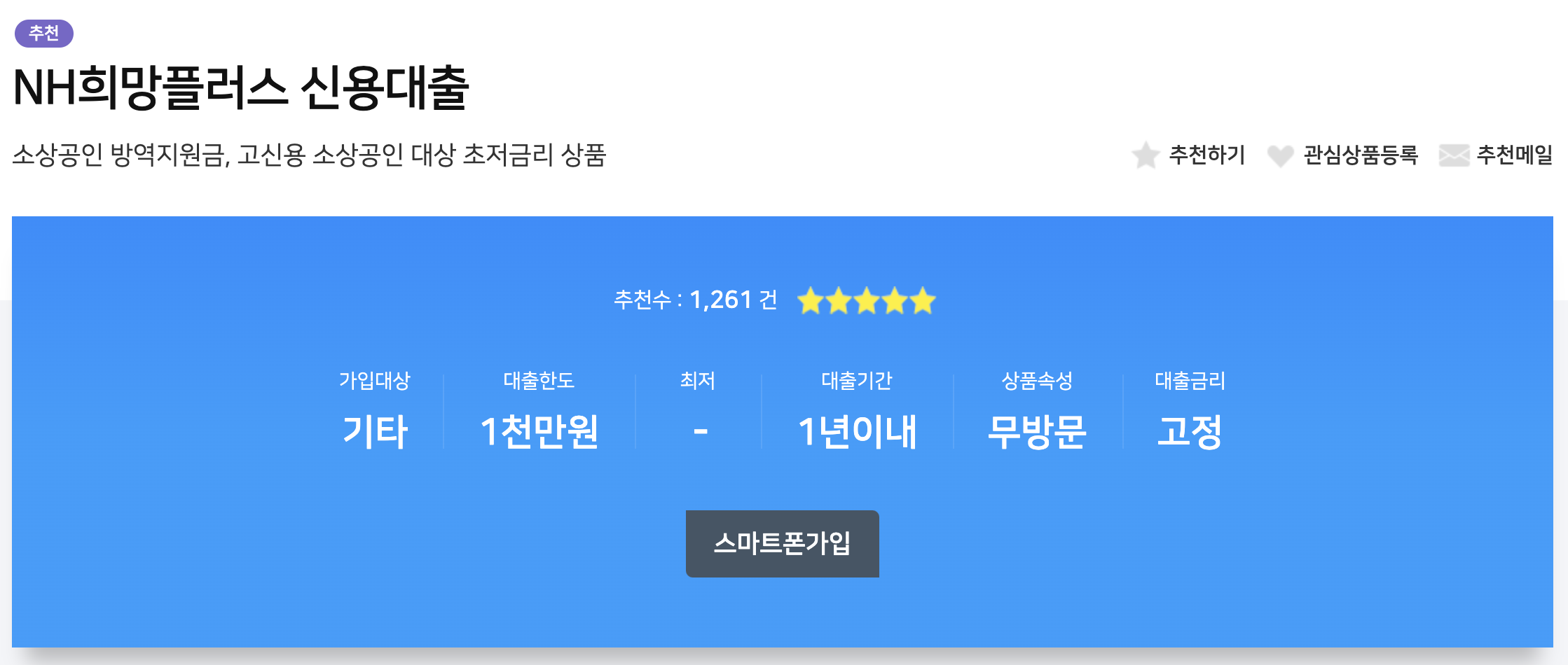  소상공인 방역지원금, 고신용 소상공인을 위한 NH희망플러스 신용대출