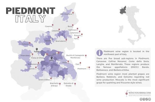 피에몬테주의 와인 지도