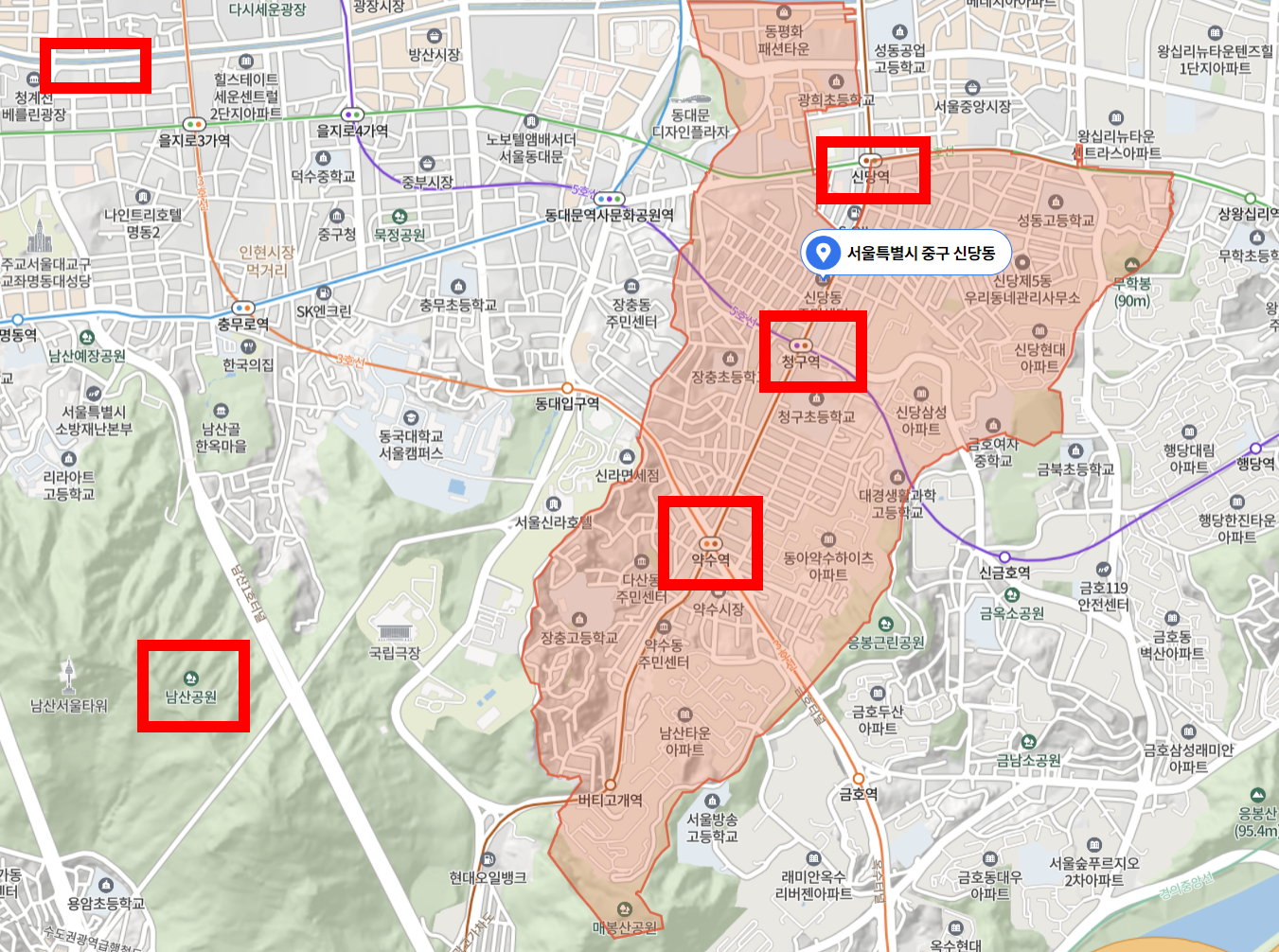 서울시-중구-신당동-지도