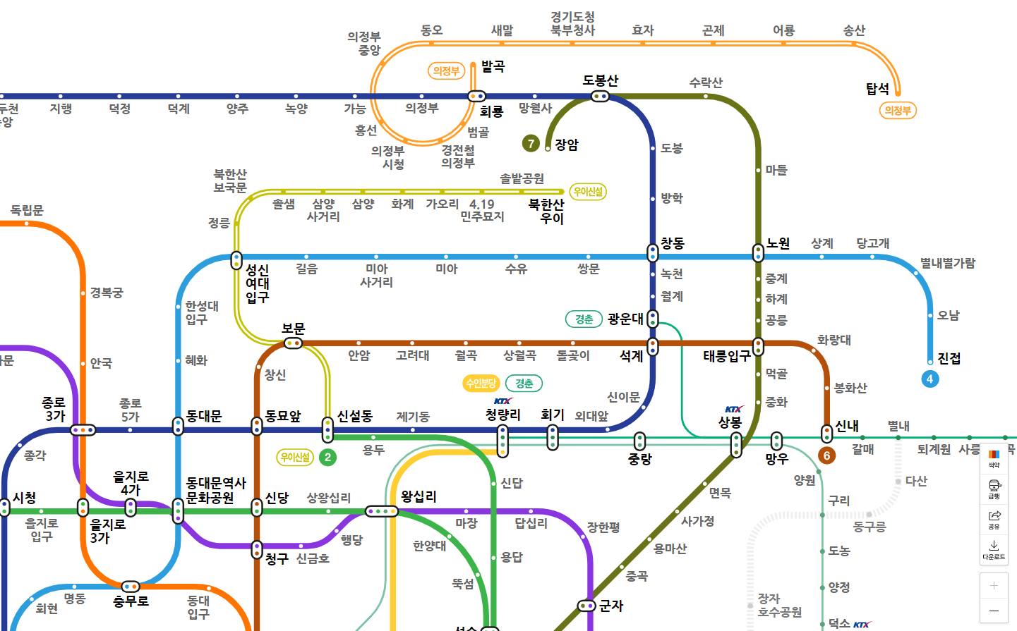 서울 지하철 노선도 크게보기