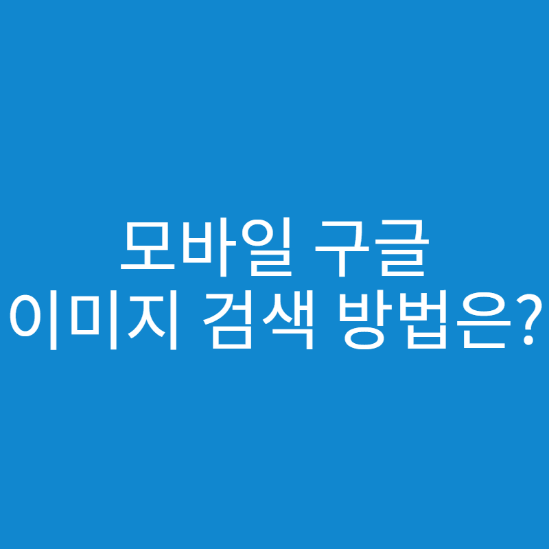  모바일 구글 이미지 검색하는 방법은 어떻게?