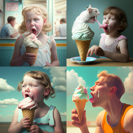 cat::1 eating ice-cream::3 beach::1
