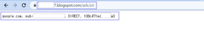 웹 부라우저에 블로그 주소/ads.txt 입력-사진