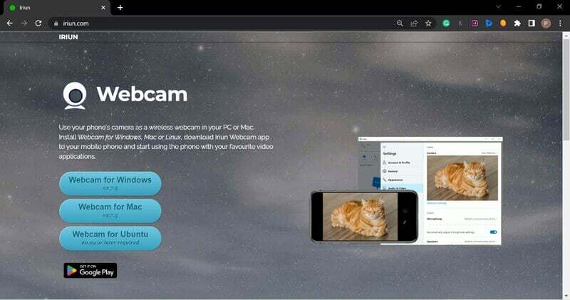 Iriun Webcam 웹페이지
