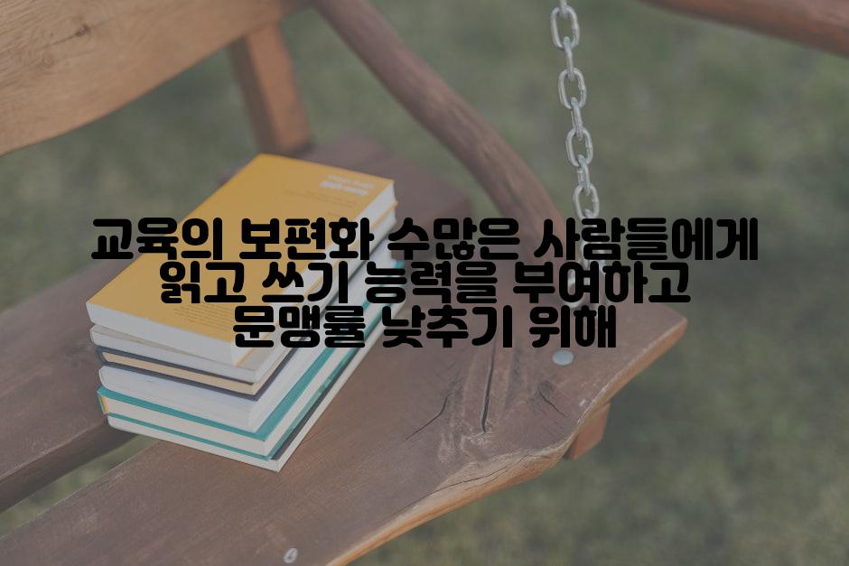 교육의 보편화 수많은 사람들에게 읽고 쓰기 능력을 부여하고 문맹률 낮추기 위해
