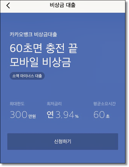  카카오뱅크 비상금대출 자격조건 및 금리