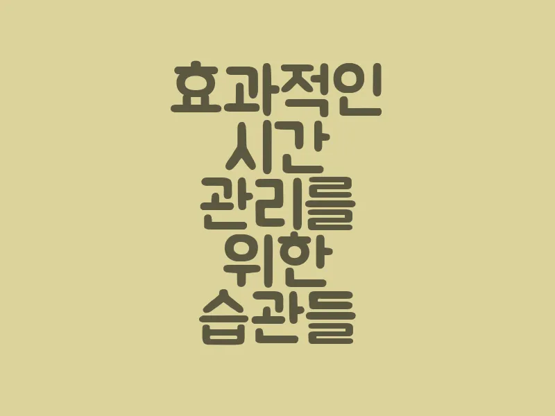 효과적인 시간 관리를 위한 습관들