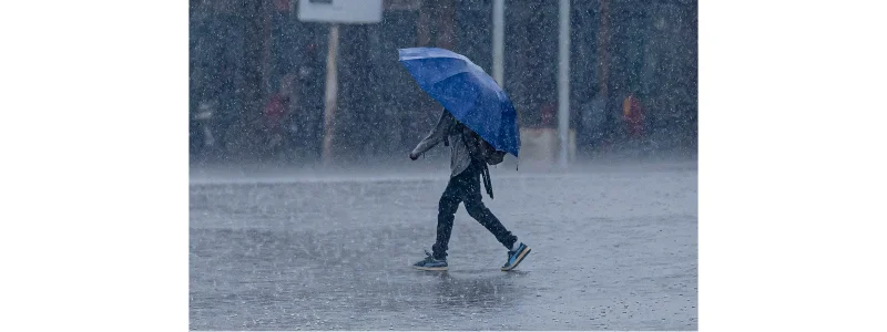 폭우속-우산쓴청년