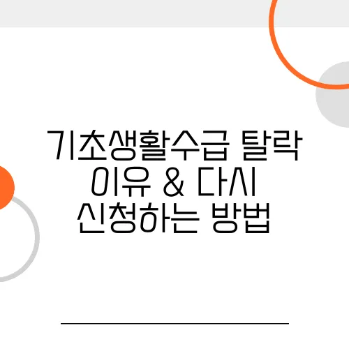 기초생활수급 탈락 이유 & 다시 신청하는 방법