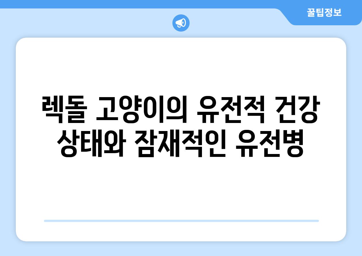 렉돌 고양이의 유전적 건강 상태와 잠재적인 유전병