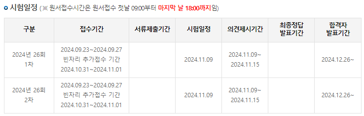 2024년 제26회 경비지도사 시험일정