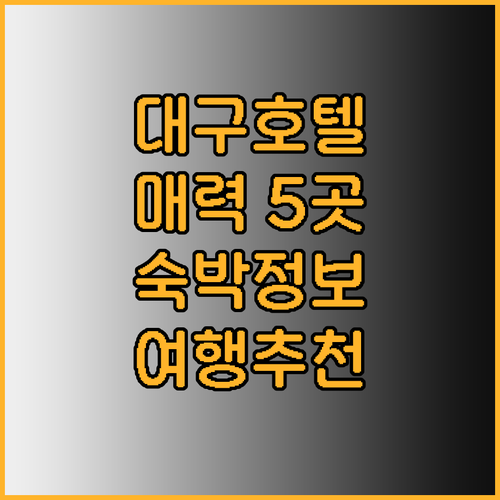 대구 여행 숙박 정보 5곳의 매력적인