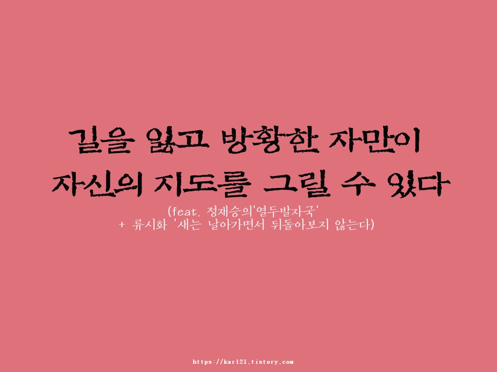  길을 잃고 방황한 자만이 자신의 지도를 그릴 수 있다(feat. 정재승의'열두발자국' + 류시화 '새는 날아가면서 뒤돌아보지 않는다)