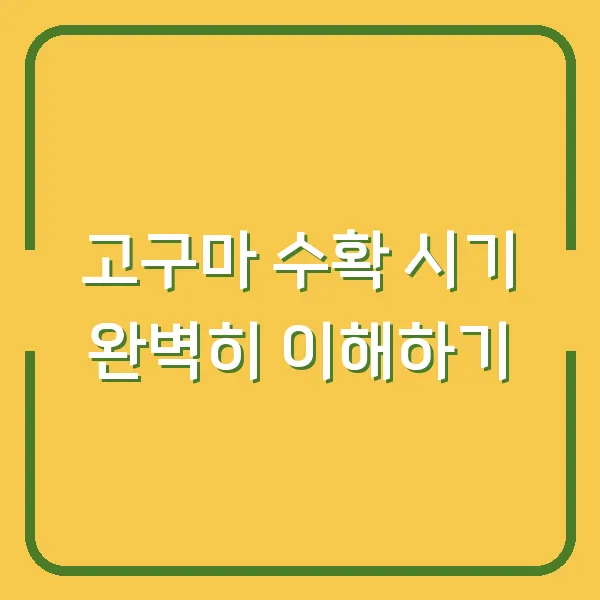 고구마 수확 시기 완벽히 이해하기