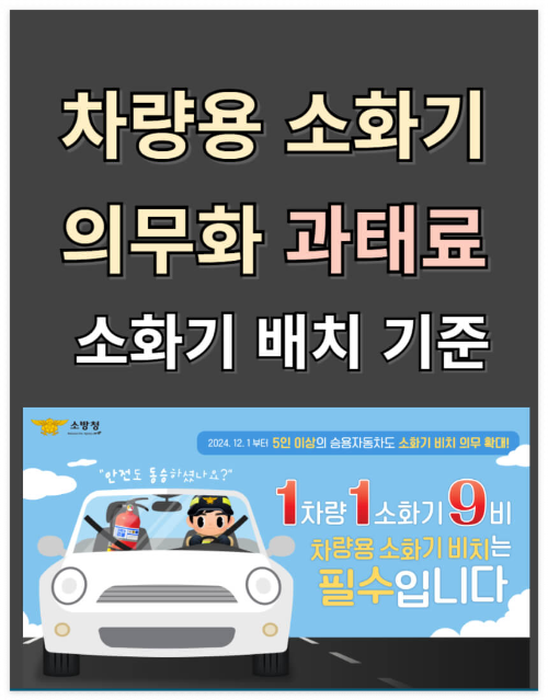 차량용 소화기 의무화 및 소화기 배치 기준,과태료