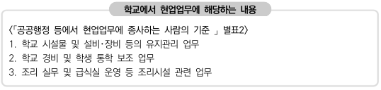 학교에서 현업업무에 해당하는 내용