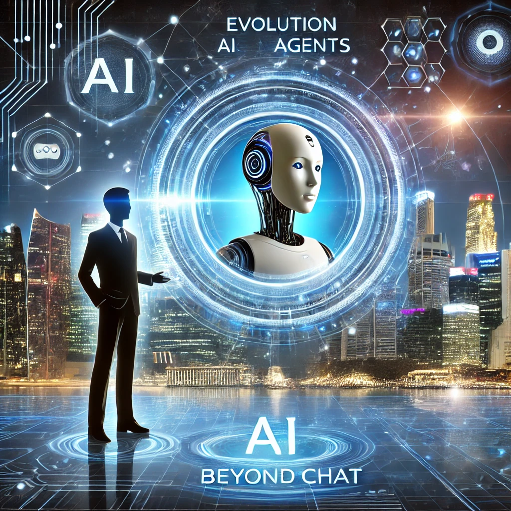 글 전체를 대표하는 미래 지향적인 AI 에이전트 일러스트