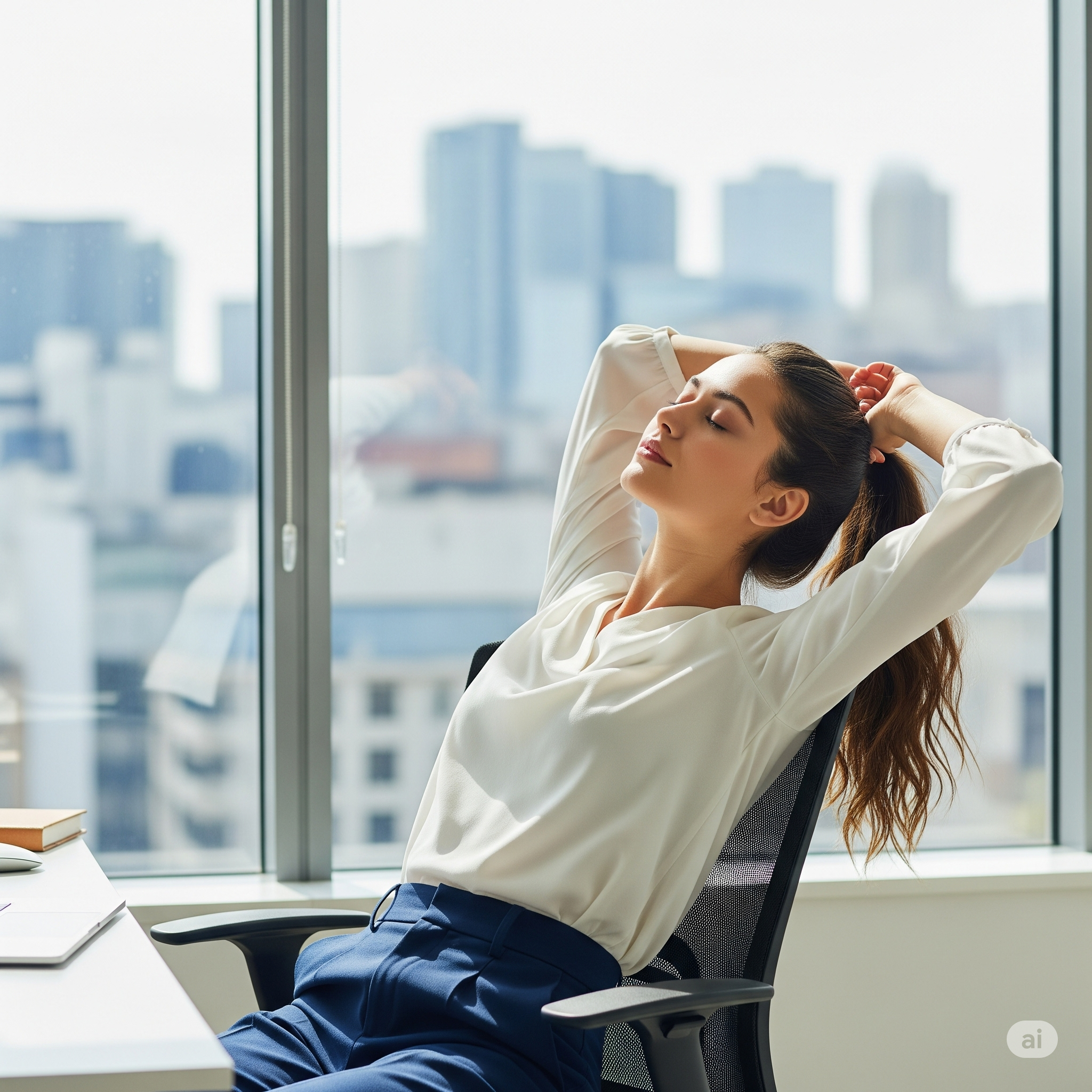 Woman taking a break from work 업무 중 휴식을 취하는 여성