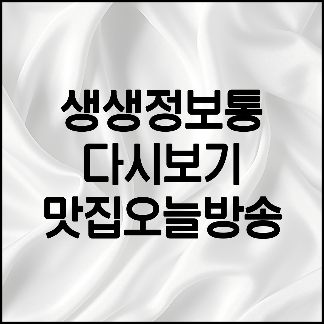 생생정보 다시보기 안내