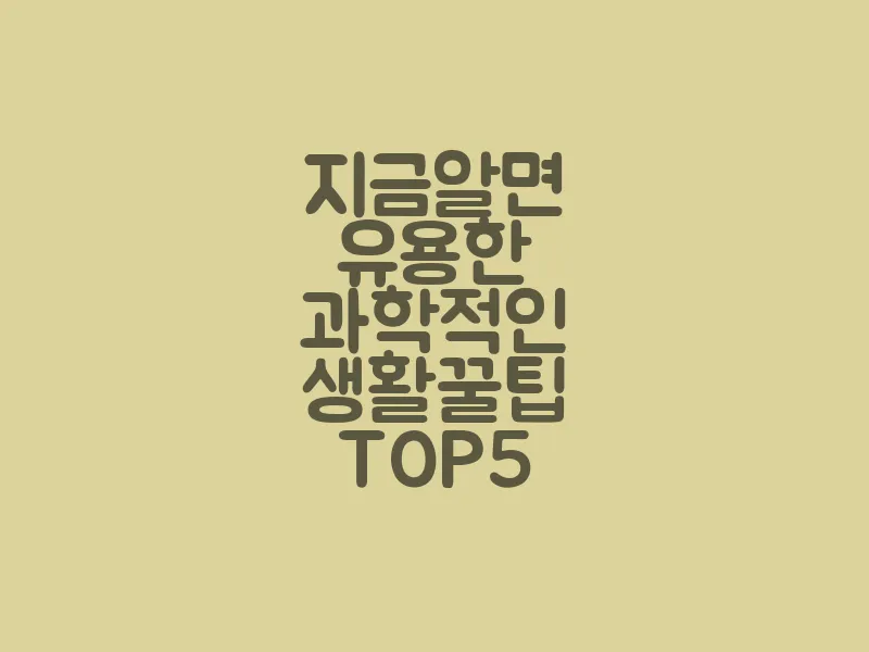 지금 알면 유용한 과학적인 생활 꿀팁 TOP 5