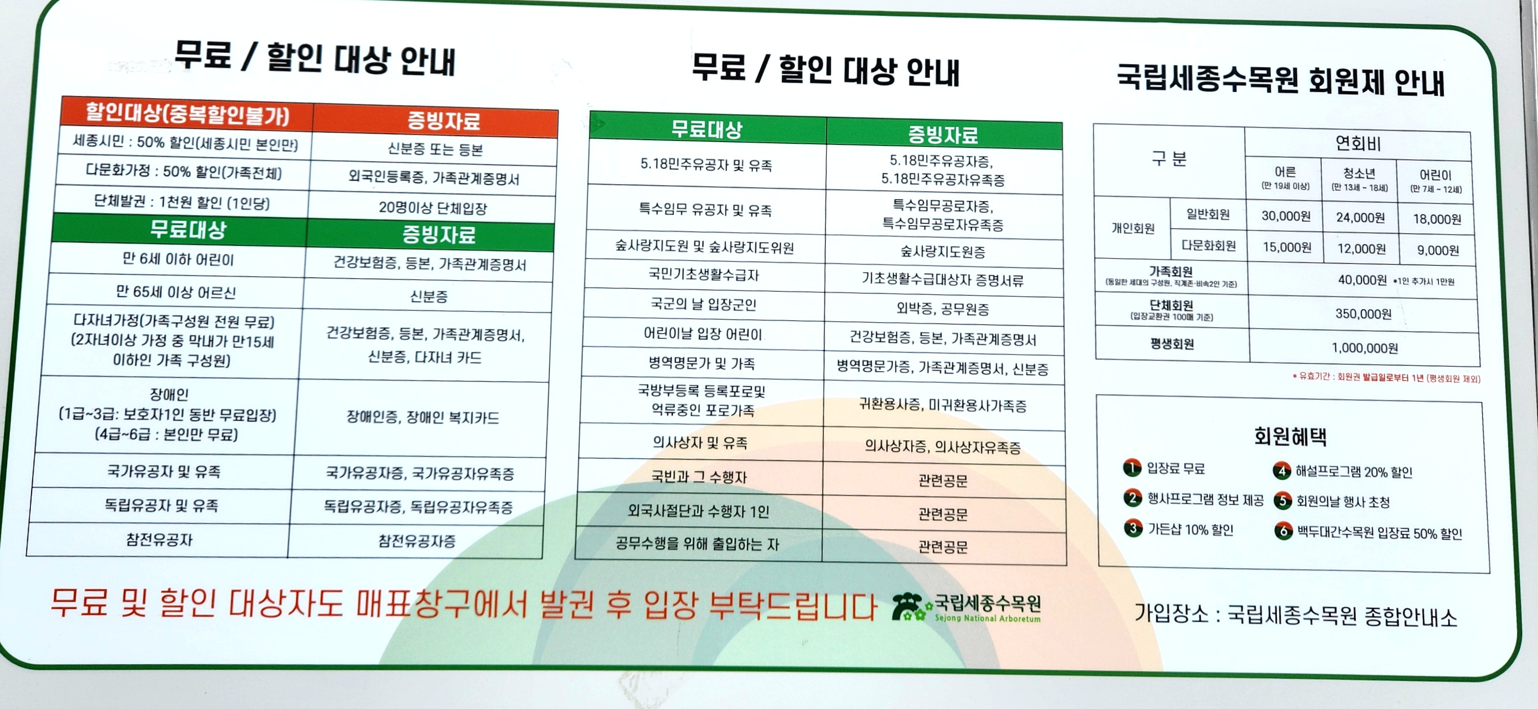 세종 가볼만한곳 국립세종수목원 면제 할인 무료