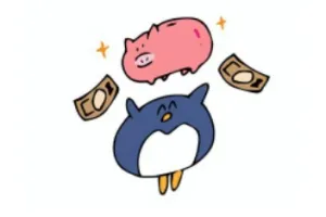 펭귄-1마리-지폐-2개-돼지저금통-1개