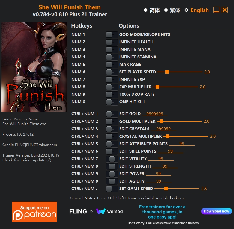  [트레이너] 한글판 쉬 윌 퍼니쉬 뎀 최신 영문판 She Will Punish Them v0.784-v0.810 Plus 21 Trainer